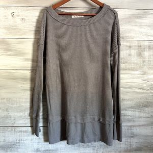 Free People Top Blue North Slope Thermal Scoop Neck Small
